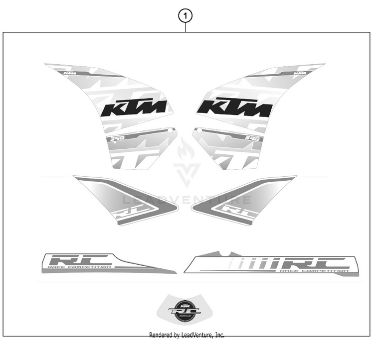 Decal RC 390 WHITE Chassis - 2015 Schematic