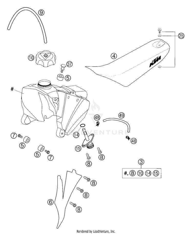 Tank, Seat, Cover Schematic