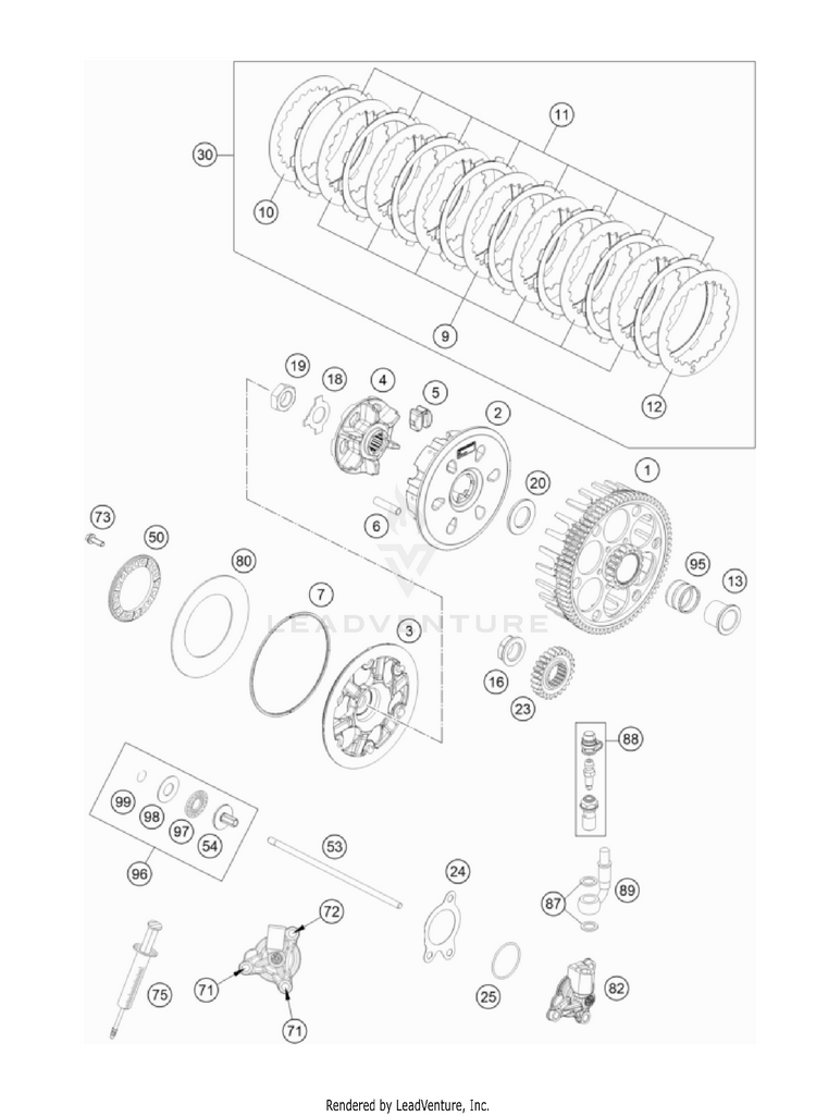 Clutch 350 EXC-F USA Engine - 2023 Schematic