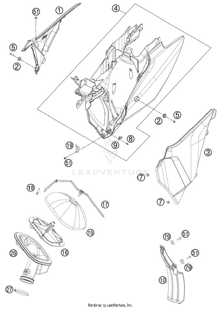 Air Filter 250 XCFW Chassis - 2012 Schematic