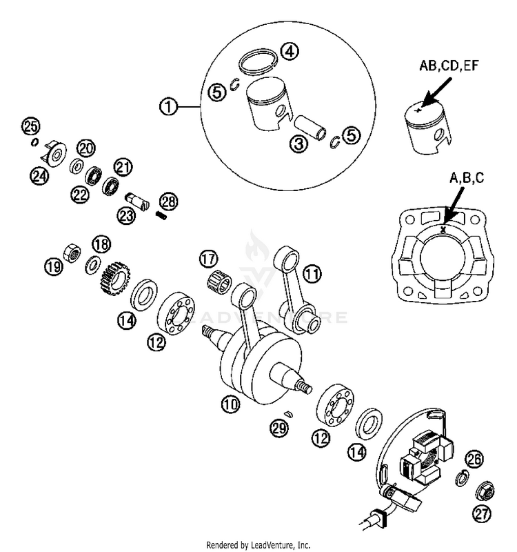 Crankshaft Piston 65 SX Engine - 2007 Schematic