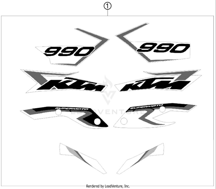 Decal 990 Supermoto R Chassis - 2010 Schematic