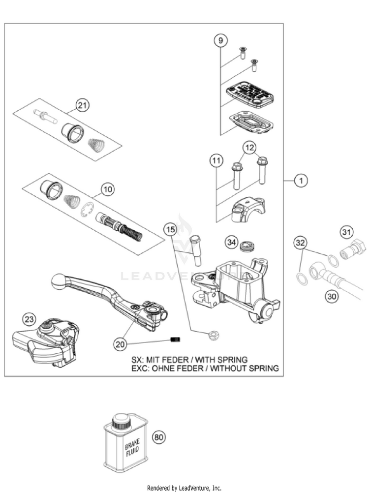 Front Brake Control 150 XC-W US CHASSIS - 2024 Schematic