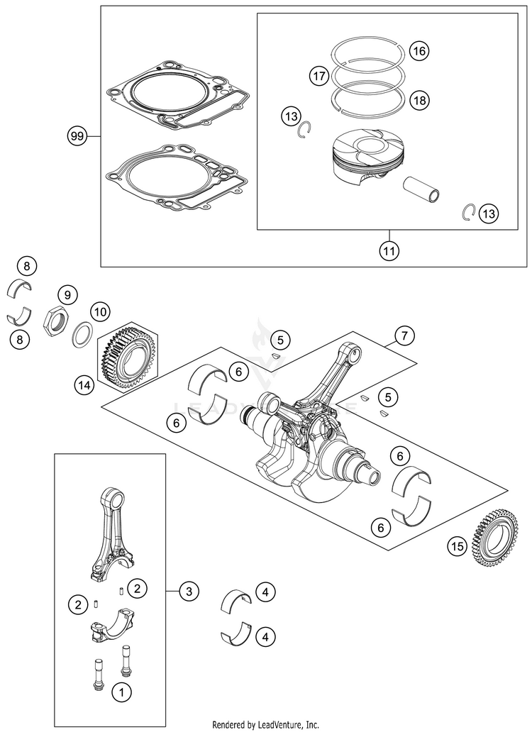 Crankshaft, Piston 1290 SUPER ADVENTURE S ENGINE - 2020 Schematic