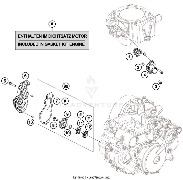 Water Pump 690 DUKE ORANGE ENGINE - 2017 Schematic