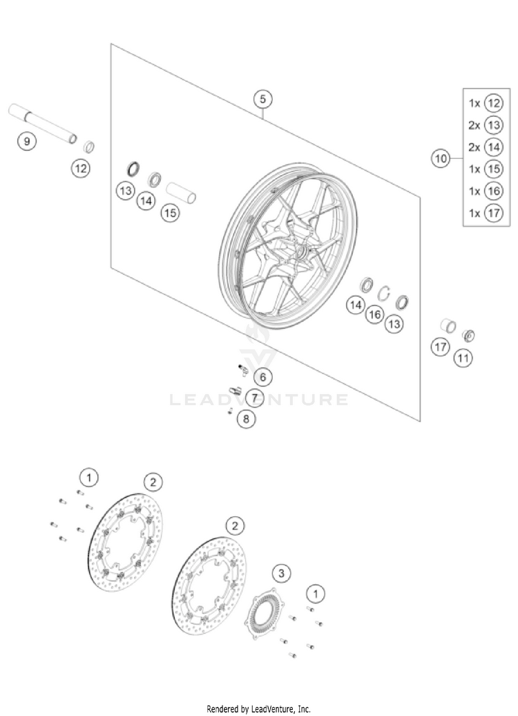 Front Wheel 1290 SUPER ADVENTURE S, orange US CHASSIS - 2022 Schematic