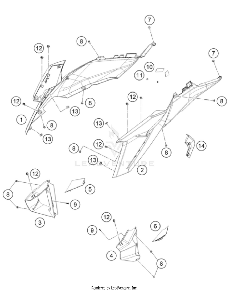 Side Trim 1390 SUPER DUKE R EVO, orange CHASSIS - 2024 Schematic