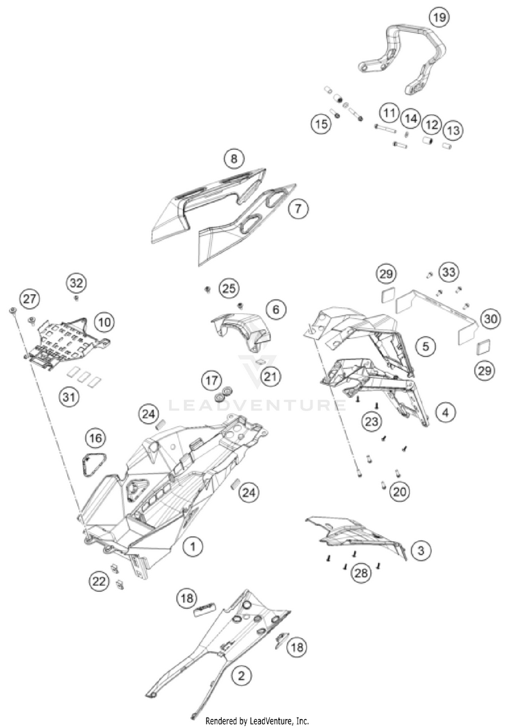 Trim Rear 1290 SUPER DUKE GT, orange CHASSIS - 2023 Schematic