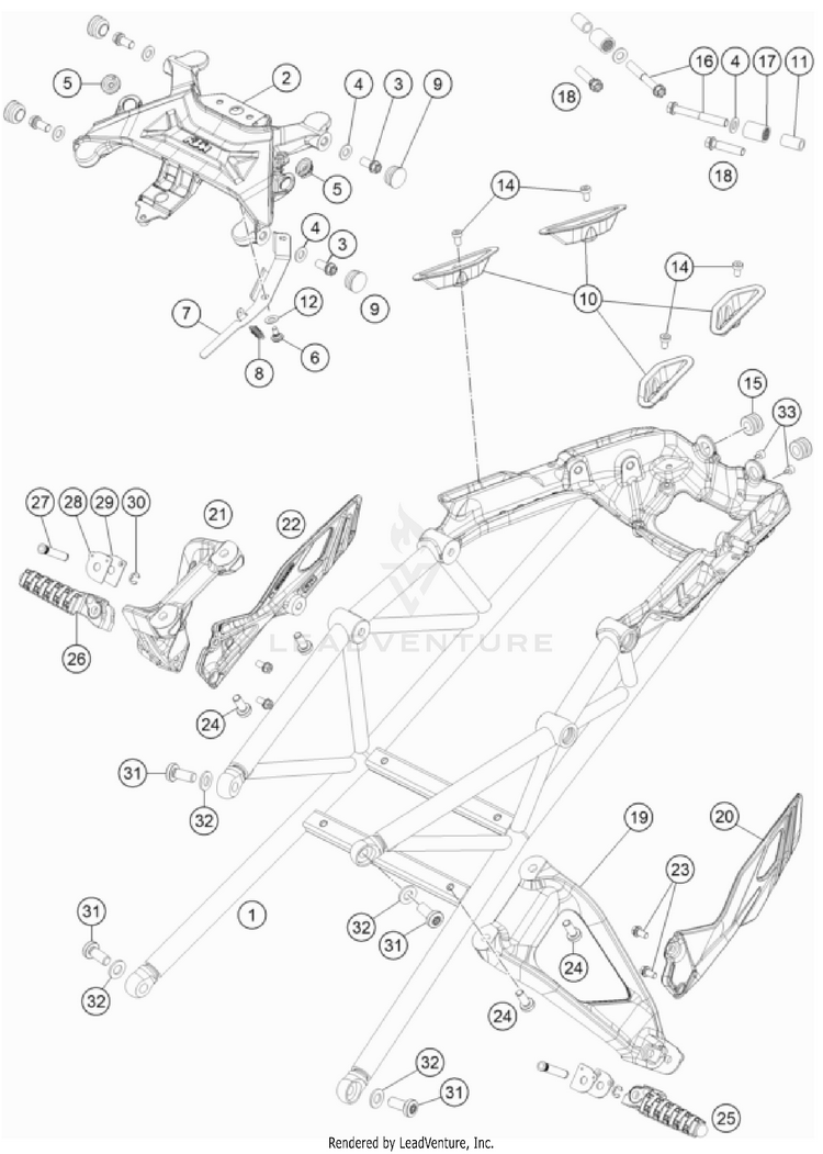 Subframe 1290 SUPER DUKE GT, orange CHASSIS - 2023 Schematic
