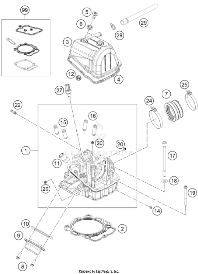 Cylinder Head 500 EXC US SL ENGINE - 2026 Schematic