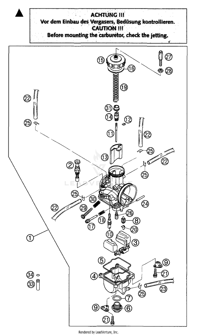 Carburetor Keihin Pwk 39/38 Ag 125 SX Engine - 2002 Schematic