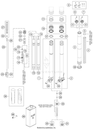 Front Fork Disassembled Schematic