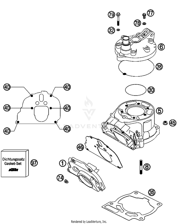 Cylinder, Cylinder Head 200 XC Engine - 2008 Schematic