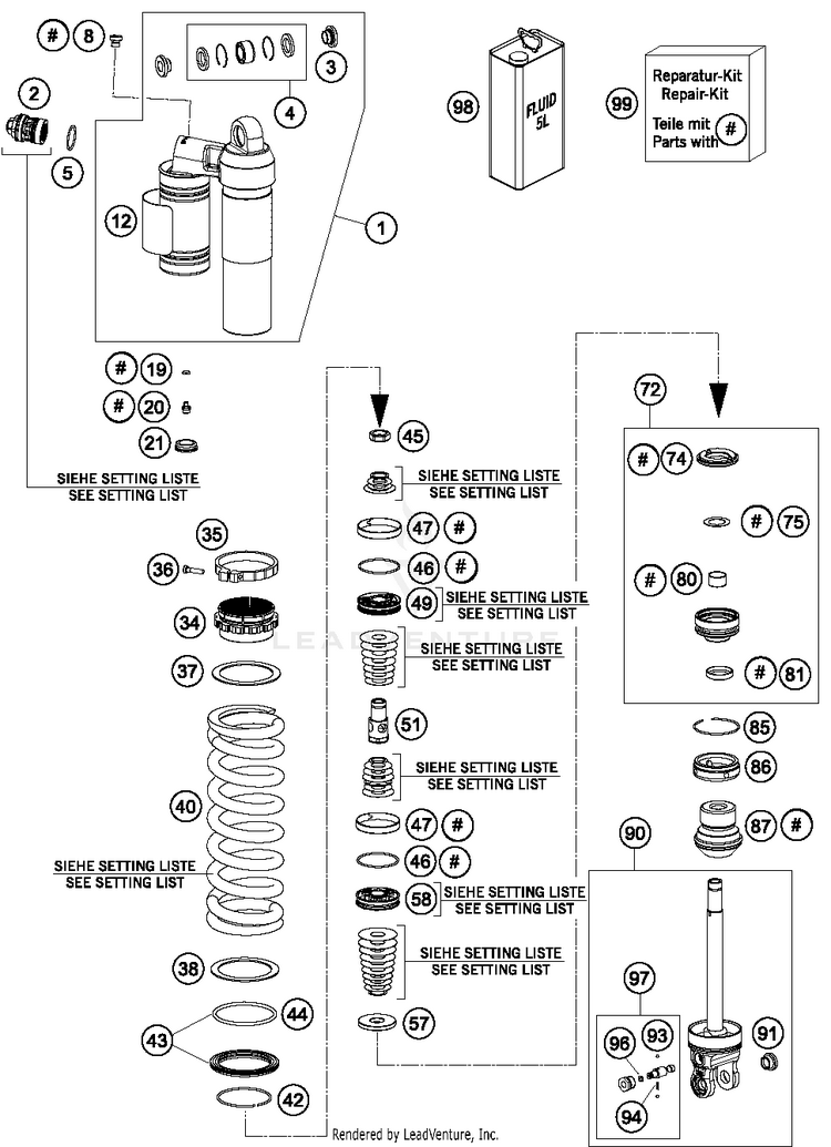 Monoshock Disassembled 300 XCW Sixdays Chassis - 2014 Schematic