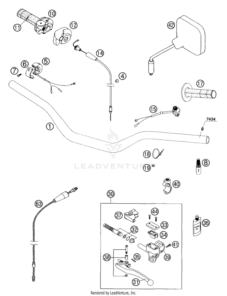 Handlebar, Controls 300 MXC Chassis - 2004 Schematic