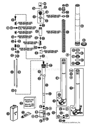 Front Fork, Disassembled Schematic