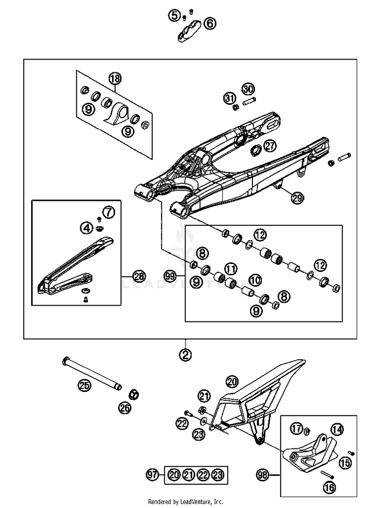 Swing Arm 350 EXC-F USA Chassis - 2013 Schematic