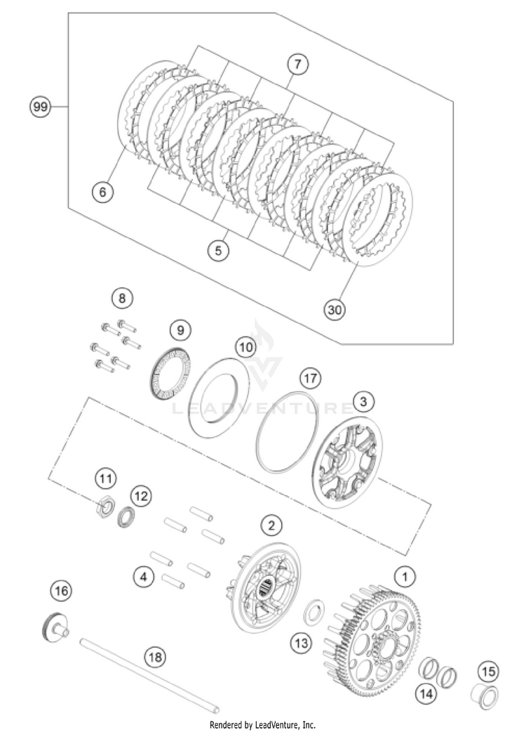 Clutch 350 XC-F ENGINE - 2024 Schematic