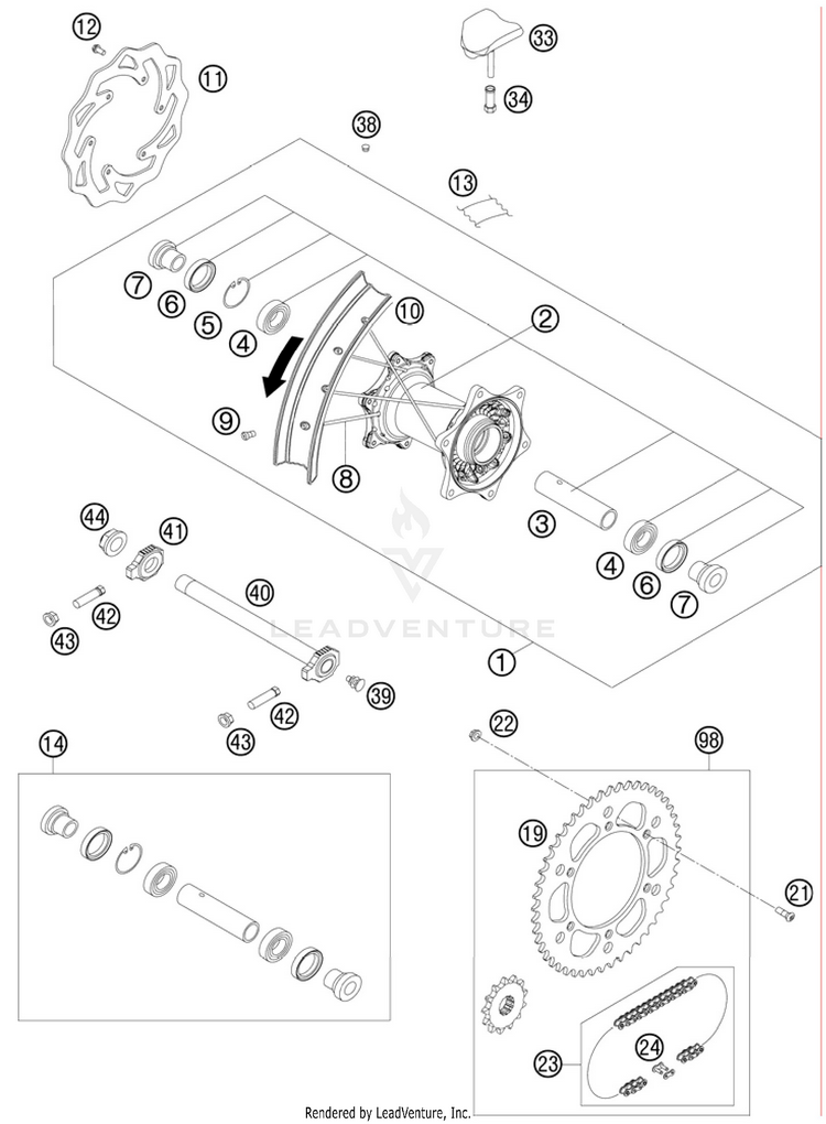 Rear Wheel 150 SX Chassis - 2011 Schematic