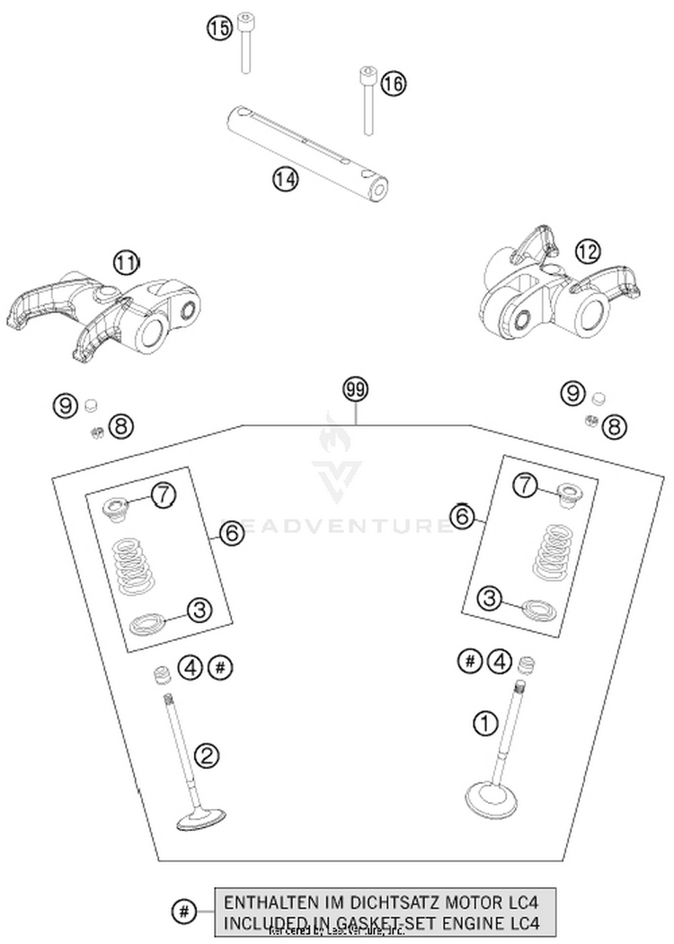 Valve Drive 690 ENDURO R Engine - 2016 Schematic