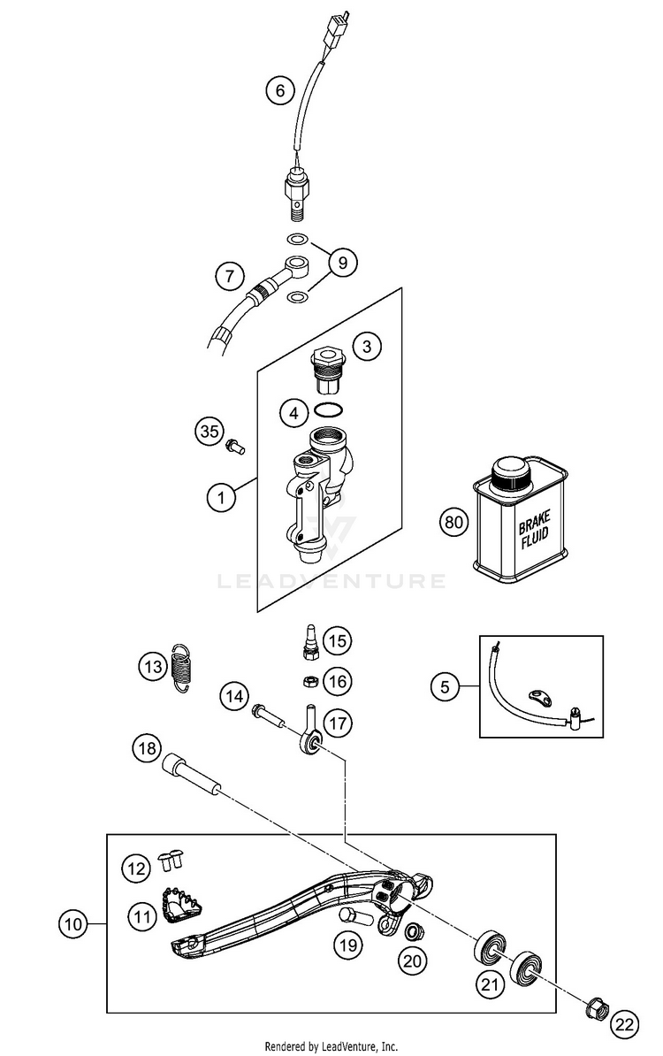 Rear Brake Control 450 EXC-F SIX DAYS CHASSIS - 2019 Schematic