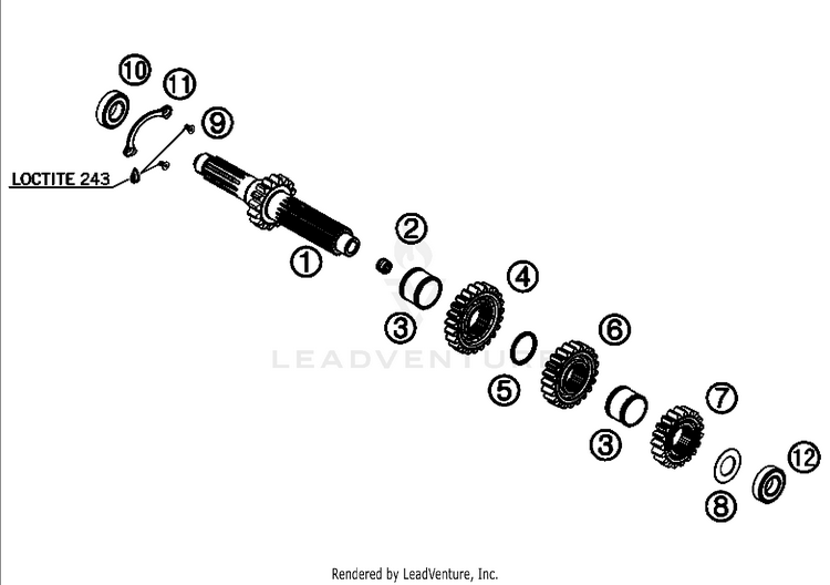 Transmission I - Main Shaft 505 SX-F Engine - 2008 Schematic