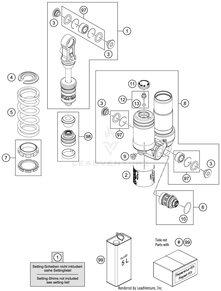 Shock Absorber Disassembled Schematic