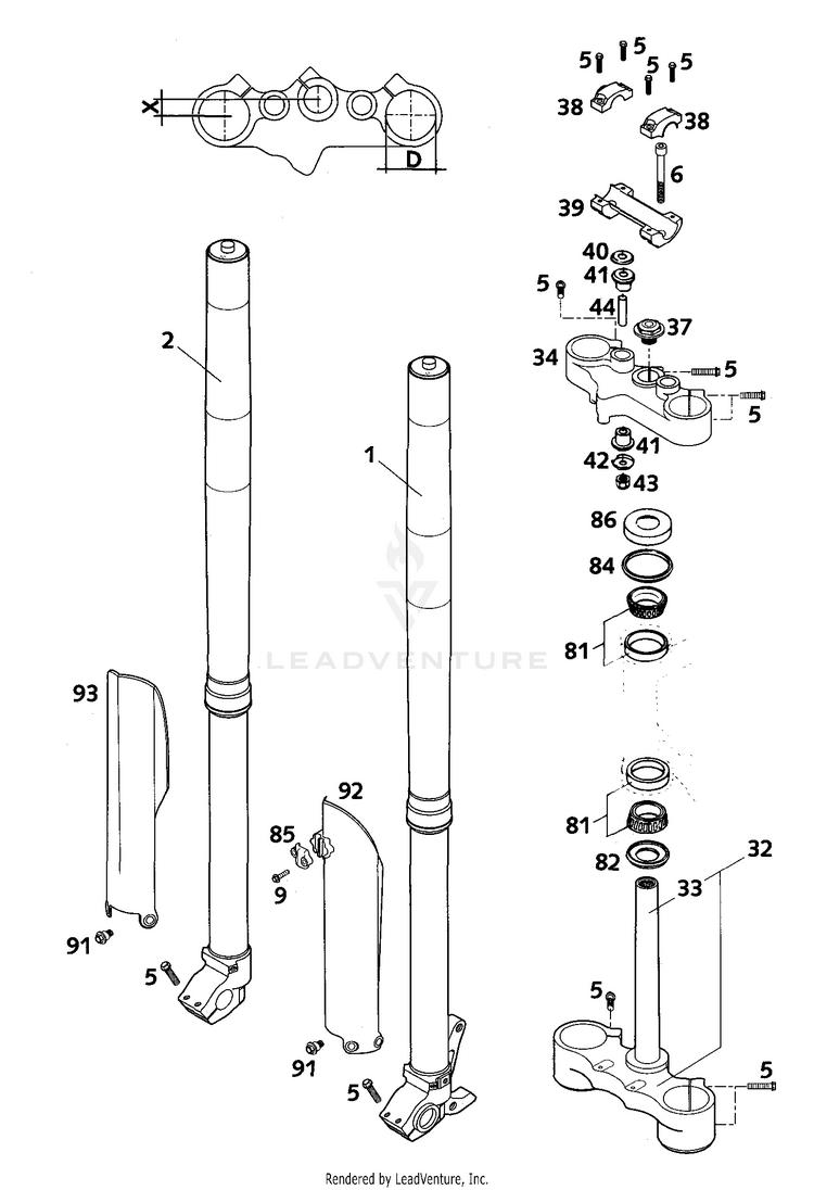Front Fork Wp Usd43 640 LC4-E Chassis - 2000 Schematic