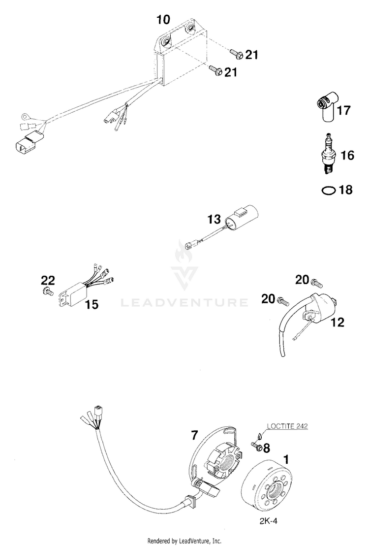 Ignition System Kokusan 250 EXC Engine - 2000 Schematic