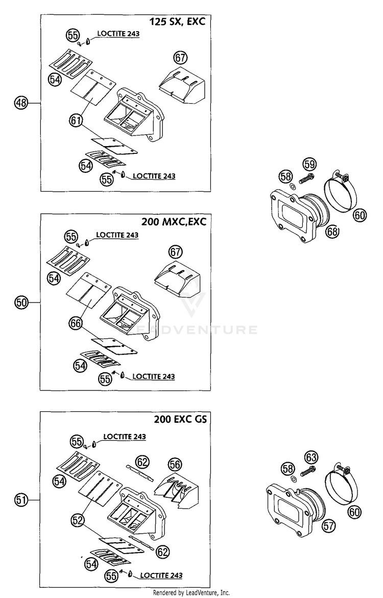 Reed Valve Case 125 SX Engine - 2002 Schematic
