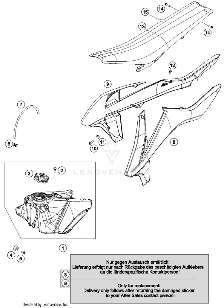 Tank, Seat, Cover 450 SXF FACTORY EDITION Chassis - 2016 Schematic