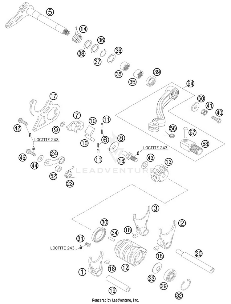 Shifting Mechanism 125 SX Engine - 2012 Schematic