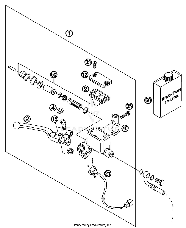 Hand Brake Cylinder 690 Supermoto Black Chassis - 2007 Schematic