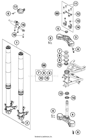 Front Fork, Triple Clamp Schematic