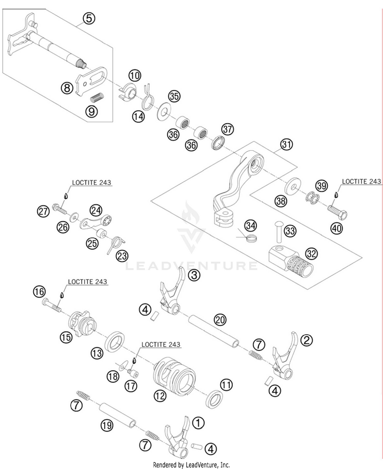 Shifting Mechanism 250 SX Engine - 2011 Schematic