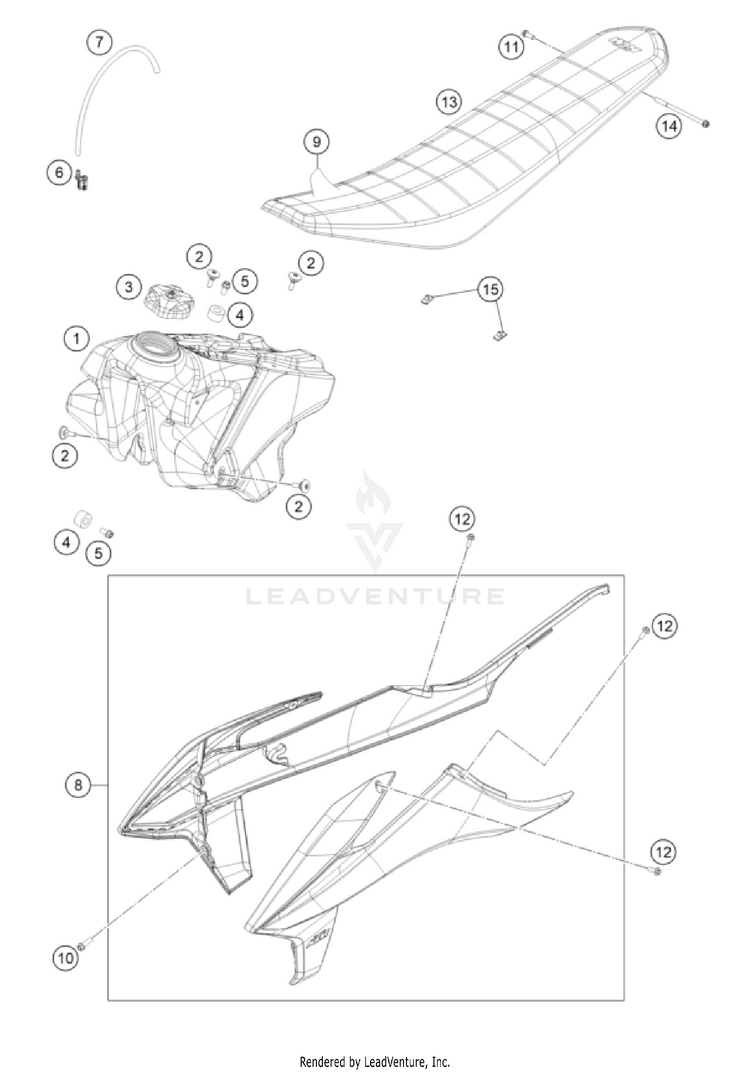 Tank, Seat 250 SX-F Chassis - 2022 Schematic