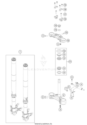 Front Fork, Triple Clamp Schematic