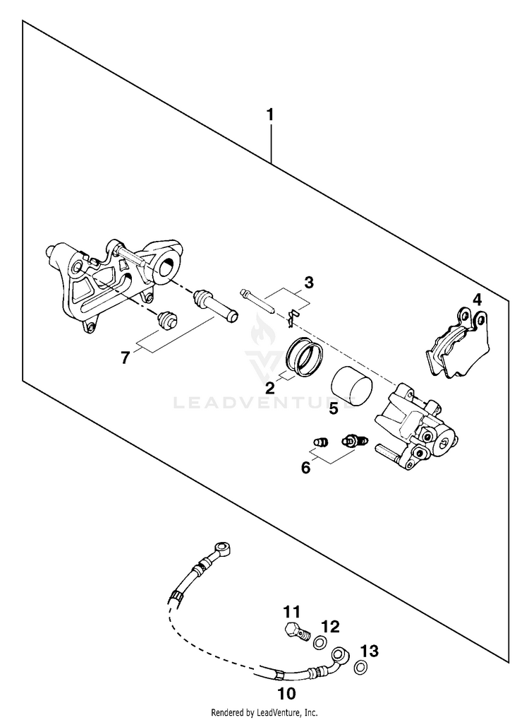 Brake Caliper Rear 620 R Chassis - 1998 Schematic