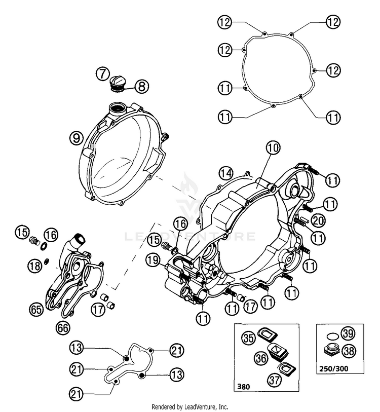Clutch Cover 250 EXC Engine - 2002 Schematic