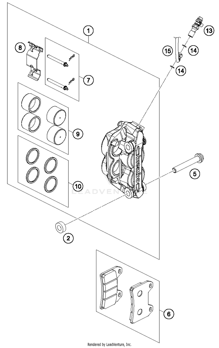 Brake Caliper Front 690 DUKE ORANGE CHASSIS - 2017 Schematic
