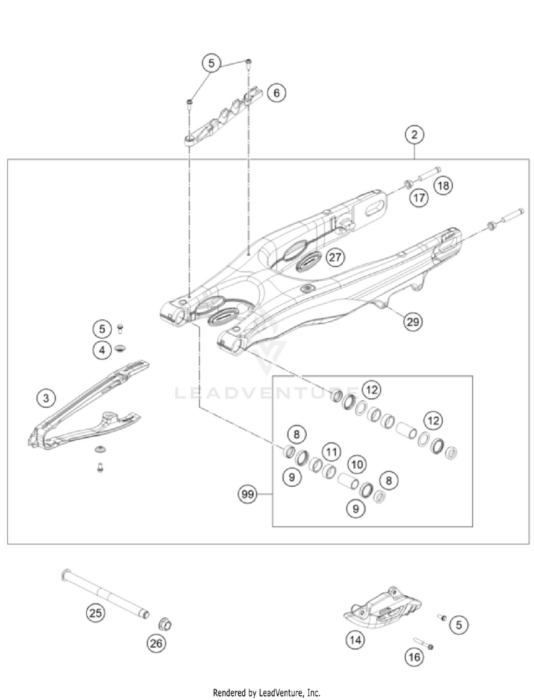 Swing Arm 250 SX-F CHASSIS - 2025 Schematic