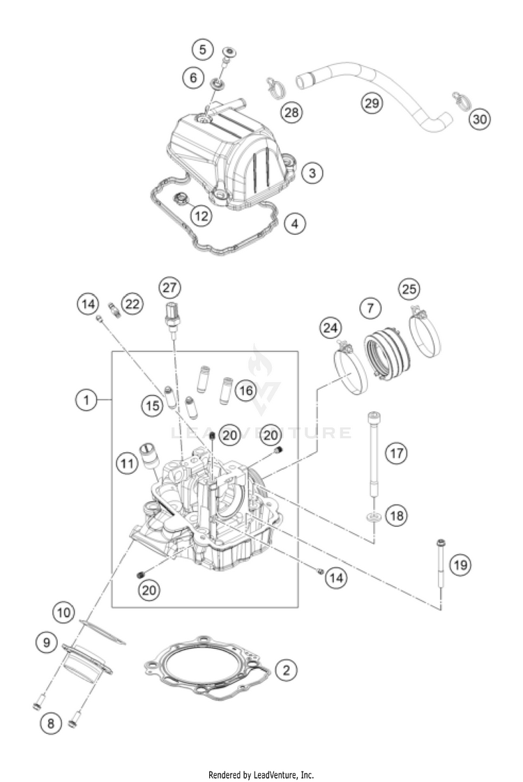 Cylinder Head 500 EXC-F USA Engine - 2023 Schematic