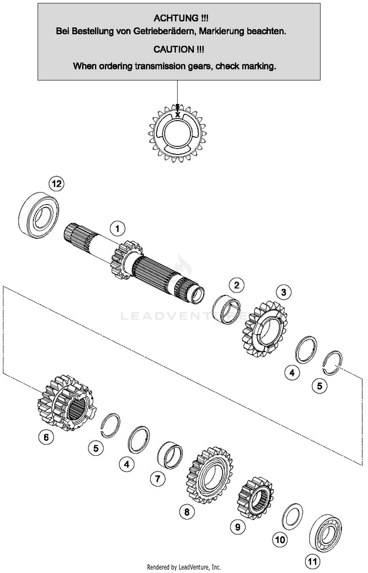 Transmission I - Main Shaft 150 SX Engine - 2016 Schematic
