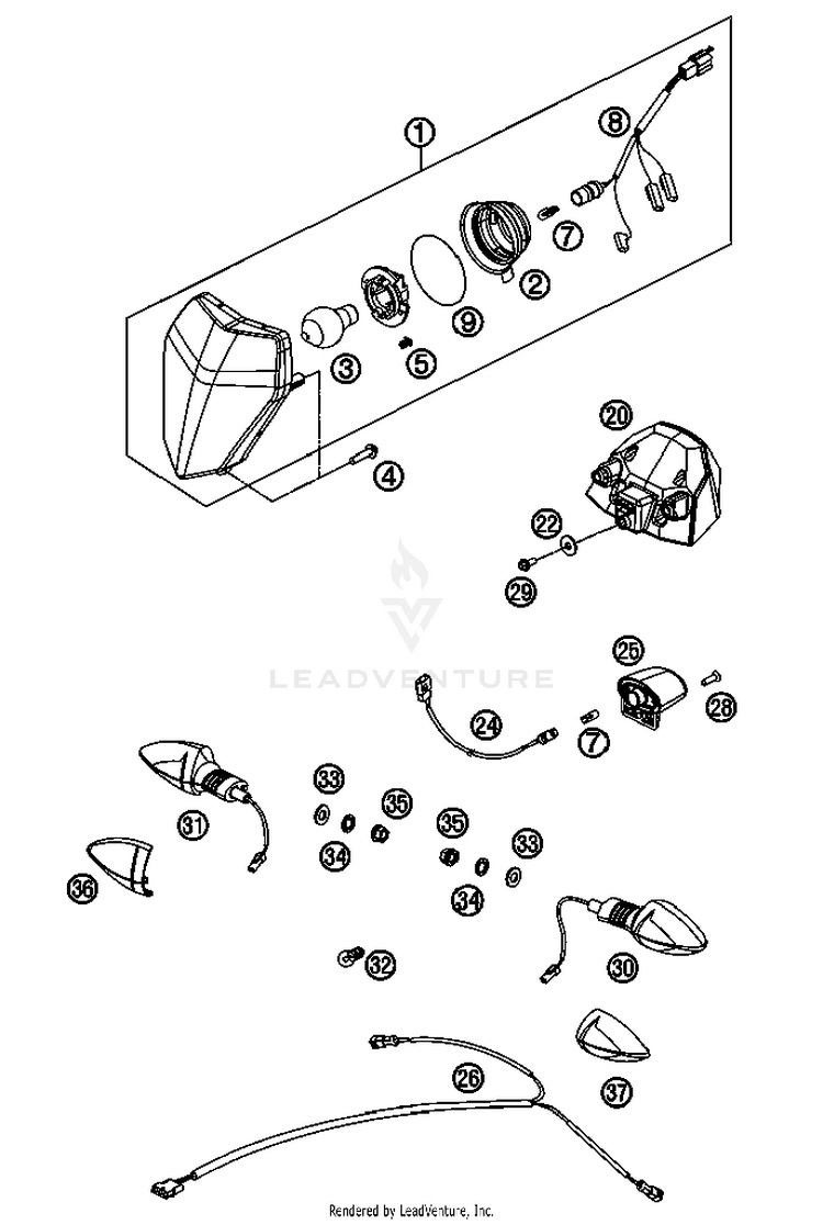 Lighting System 350 EXC-F USA Chassis - 2013 Schematic