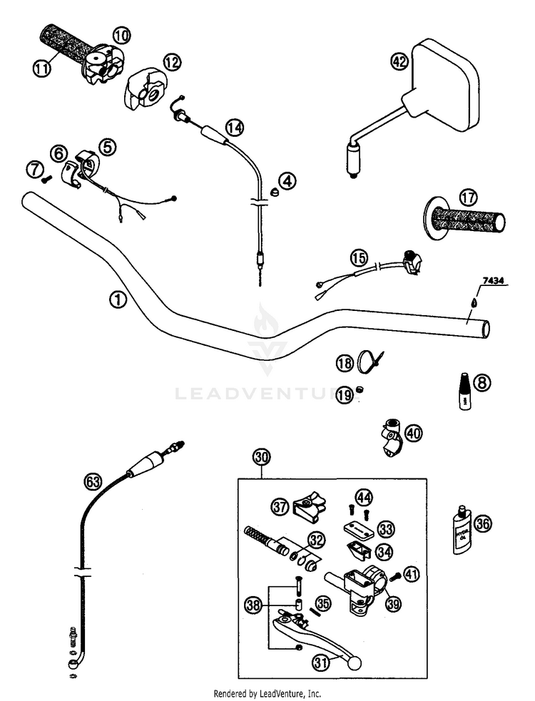 Handlebar, Controls 200 EXC Chassis - 2004 Schematic