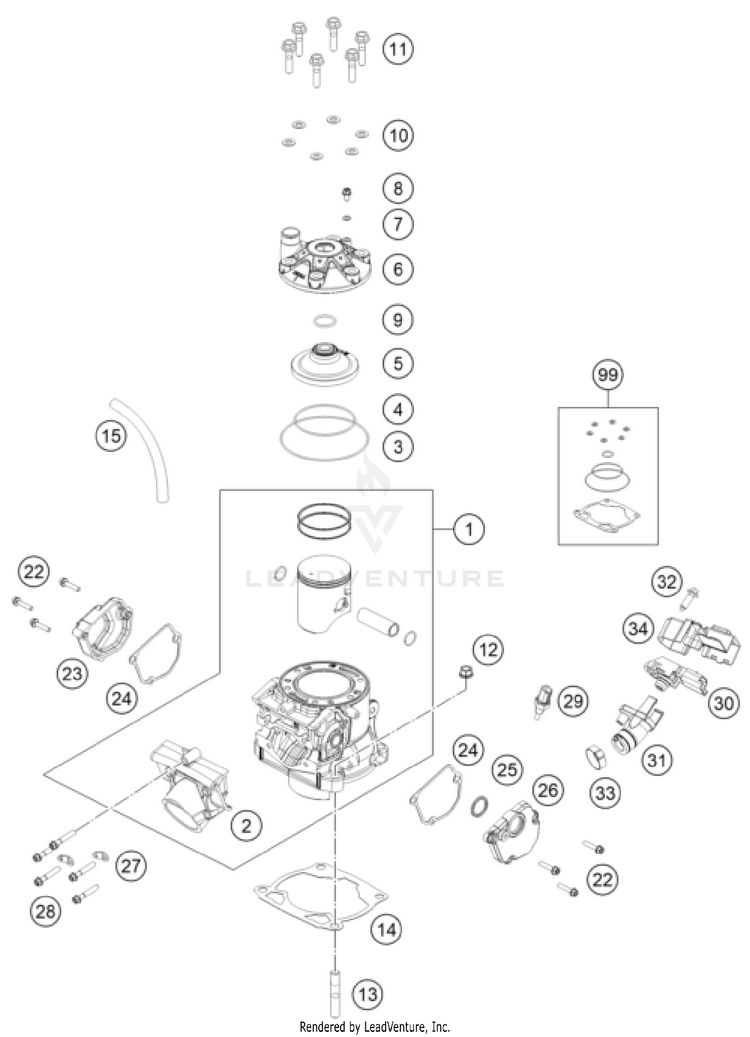 Cylinder, Cylinder Head 300 XC ENGINE - 2025 Schematic