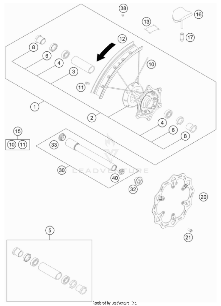 Front Wheel 150 XC-W TPI US CHASSIS - 2022 Schematic