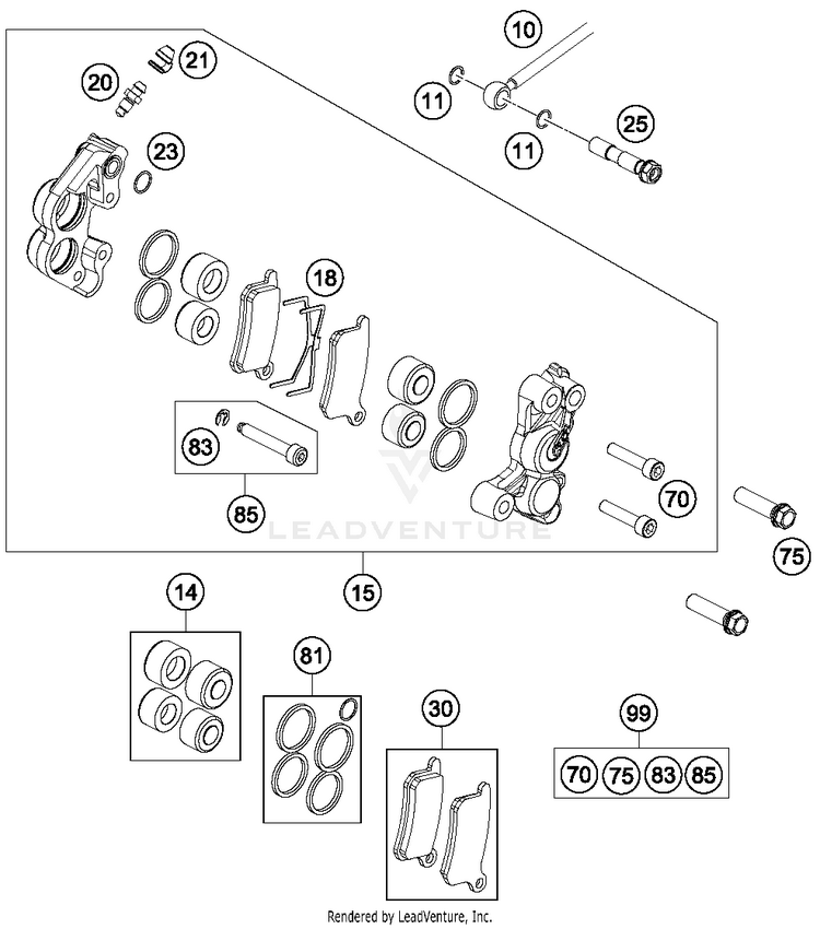 Brak Caliper Front 65 SX CHASSIS - 2017 Schematic