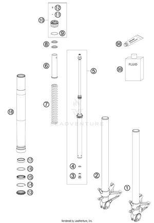 Front Fork, Disassembled Schematic