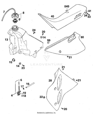 Tank, Seat, Side Covers Schematic